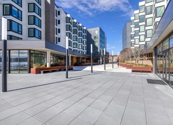 pblic sunny walking square for residents to enjoy at Marina Square, Washington, 98337