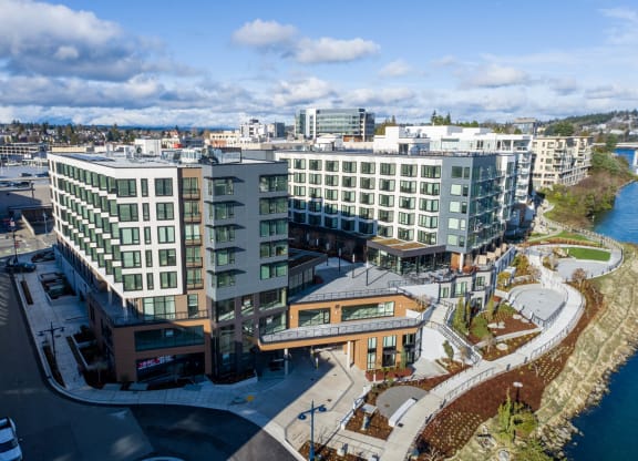 Drone View Of Community at Marina Square, Washington, 98337