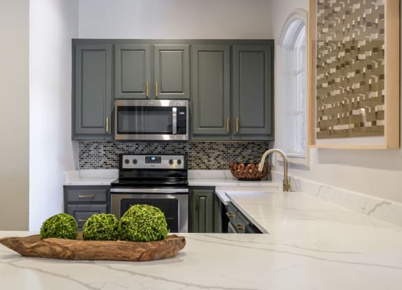 resident demonstration kitchen at Stoneleigh on Spring Creek apartments