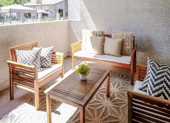 spacious patio at Avora luxury apartments