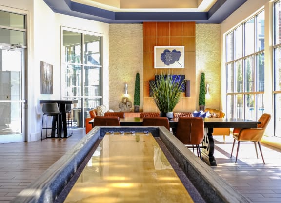social area with shuffle board at Soho Parkway apartments