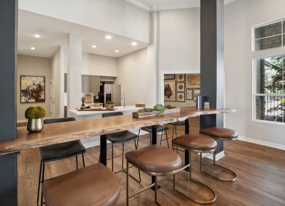 social lounge and resident kitchen at Dakota Ridge apartments