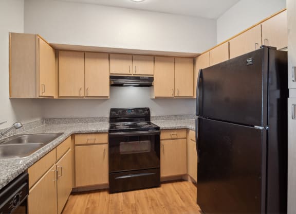 kitchen with custom cabinetry at Red Hawk Ranch luxury apartments