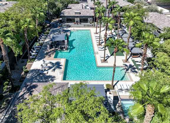 an aerial view of the pool at Avora apartments