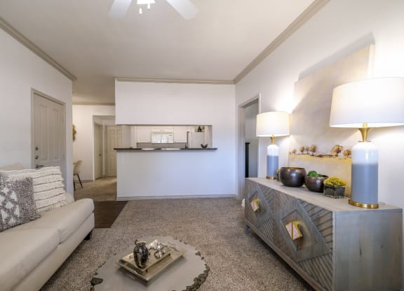 spacious living room at Stoneleigh on Spring Creek apartments