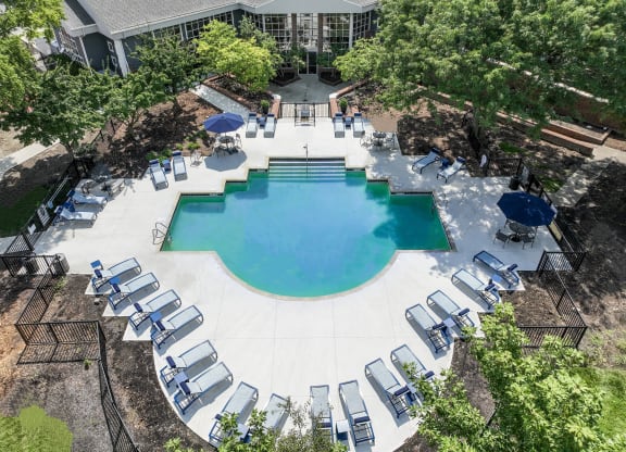 Aerial Pool View at Sawmill Village Apartments