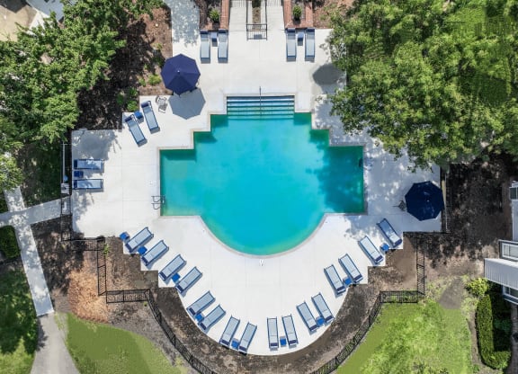 Aerial View of Pool at Sawmill Village Apartments