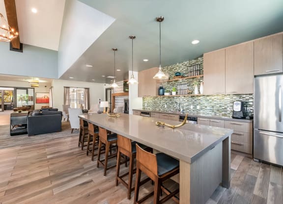 Carrick Bend apartments clubhouse entertaining kitchen and social gathering area