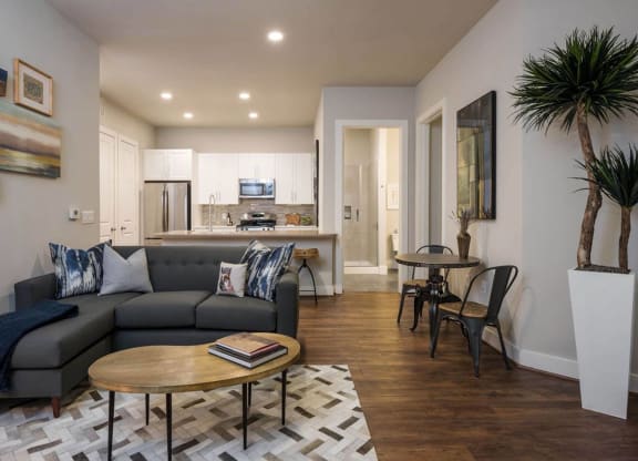 spacious living room at Tinsley on the Park apartments