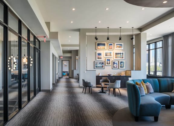 social lounge at Tinsley on the Park apartments