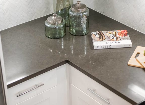 kitchen counter at Tinsley on the Park apartments