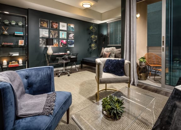 Alternate View Of Living Room With Tile Floor at Berkshire K2LA, Los Angeles, CA, 90005