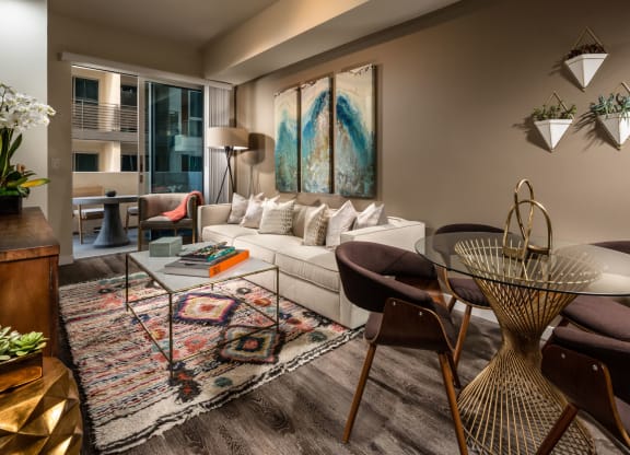 Living Room Come Dining Area at Berkshire K2LA, California