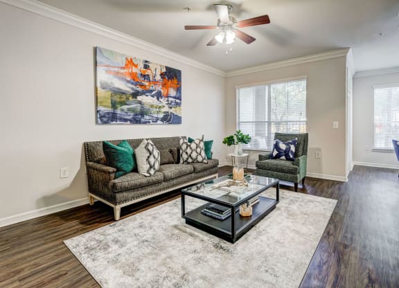 Living room with hard surface flooring, Plaza Museum District