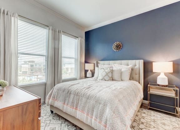 Bedroom With Expansive Windows at McKinney Square Apartments, McKinney, Texas