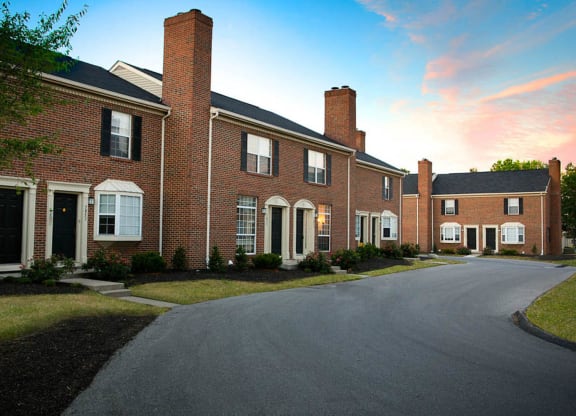Exterior view with skyline at Bedford Commons Apartments & Heathermoor Apartments, Ohio, 43235