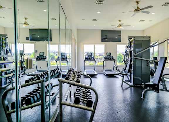 fitness center at The Falls at Copper Lake apartments