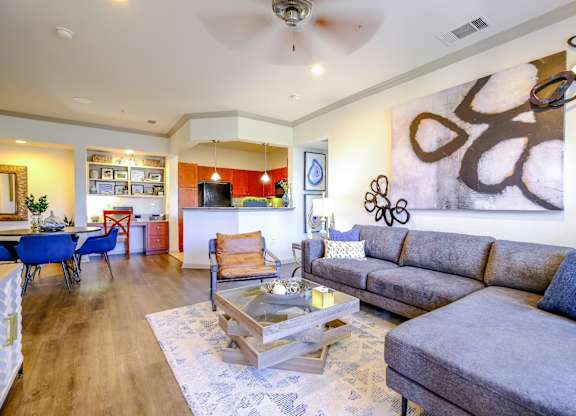 spacious living room at The Falls at Copper Lake Houston apartments for rent