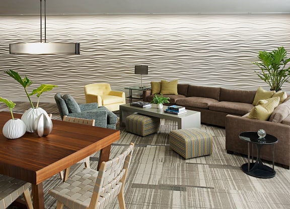 Beautifully Designed Resident Club Room and Lounge with Work-From-Home Spaces, Resident Lounge, Coffee Bar and Media Viewing Space at Gatehouse 75, Charlestown, MA, 02129