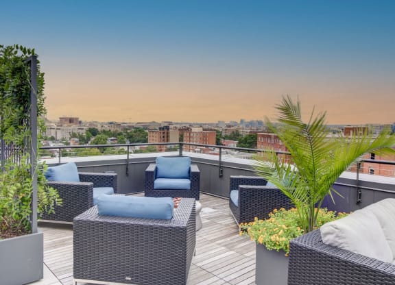 Luxury Apartments 14th and U Street DC--Roof Deck with Outdoor Living, Firepit and Stunning DC views