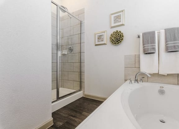 Renovated Bathrooms With Quartz Counters at Villages of Georgetown, Texas, 78626