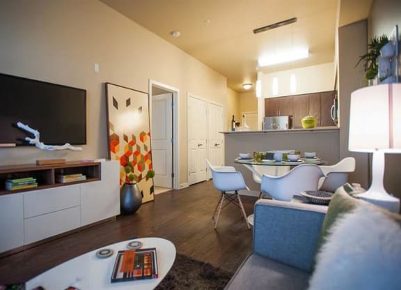 Open concept kitchen and living area at Elan Redmond apartments