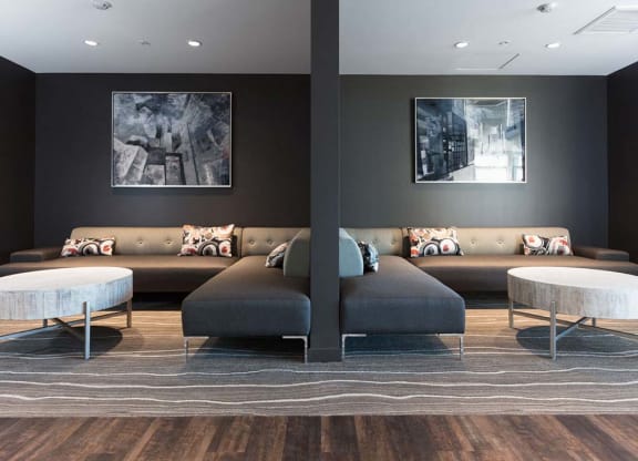 Common area with sofas and coffee tables at Lyric, Walnut Creek