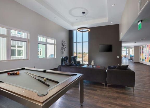 Indoor common area with pool table at Lyric, Walnut Creek, 94596