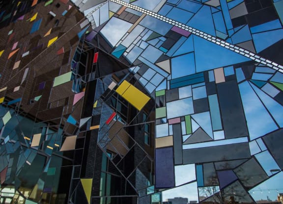Exterior glass mosaic at Lyric, Walnut Creek, CA