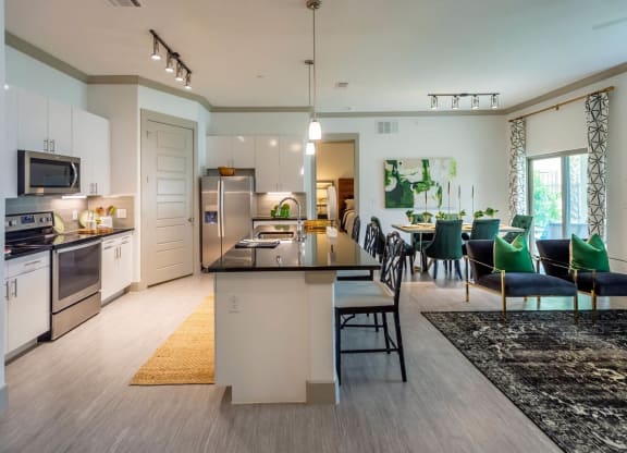 Luxury Vinyl Plank Flooring In Kitchen And Living Room at Berkshire Spring Creek, Garland, TX, 75044