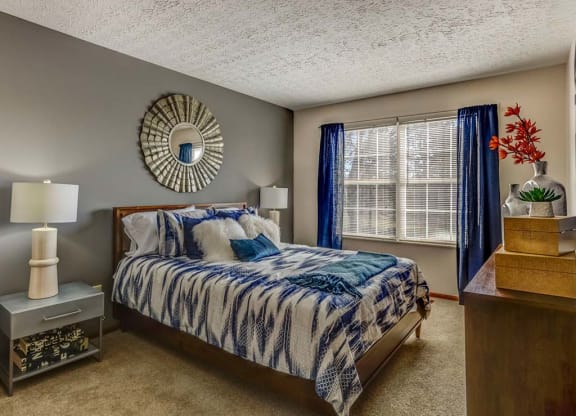 Bedroom interior at Bedford Commons Apartments & Heathermoor Apartments, Ohio