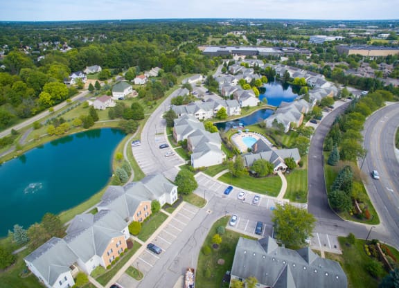 Aerial Exterior View at Perimeter Lakes Apartments, Dublin, OH, 43017