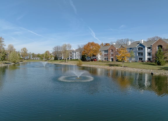 a view of the lake at Saw Mill Village apartments