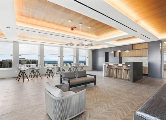 Skyline Towers apartments social lounge