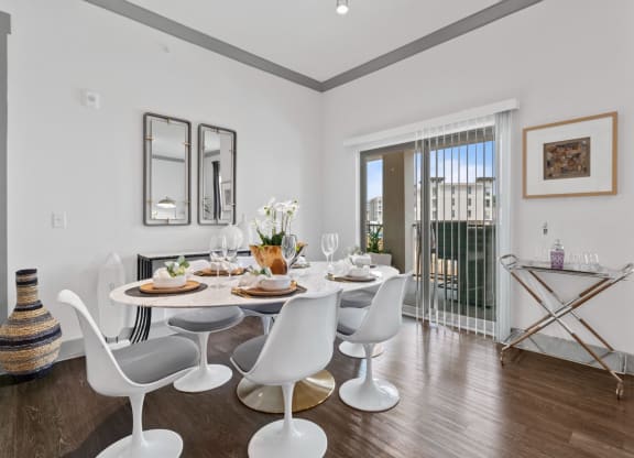 white interior diningroom at Reveal Skyline  at La Cantera, San Antonio, TX
