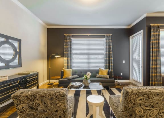 Living room decor at Park 3Eighty, Aubrey, TX