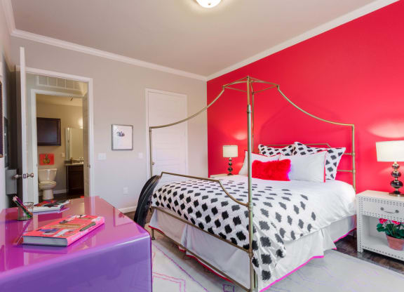 Bedroom with comfy bed at Park 3Eighty, Aubrey, TX