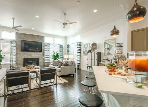Living room view at Park 3Eighty, Aubrey, TX