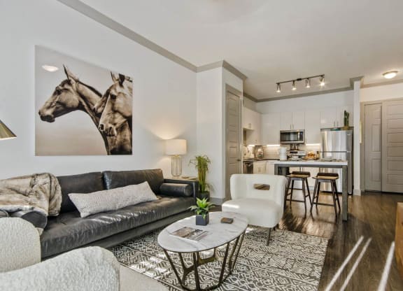 Living room wall frame of horse at Reveal at Bayside, Rowlett, TX, 75088