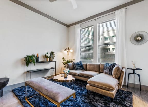 Living room interior at Reveal at Bayside, Rowlett