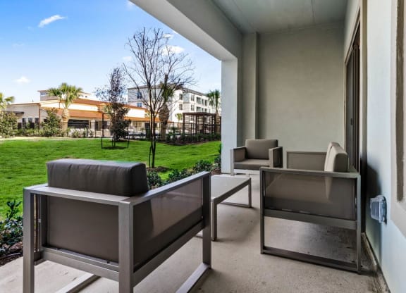 sitting area outside at Reveal at Bayside, Rowlett