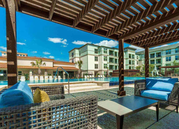 Pool side lounges3 at Reveal at Bayside, Rowlett, Texas