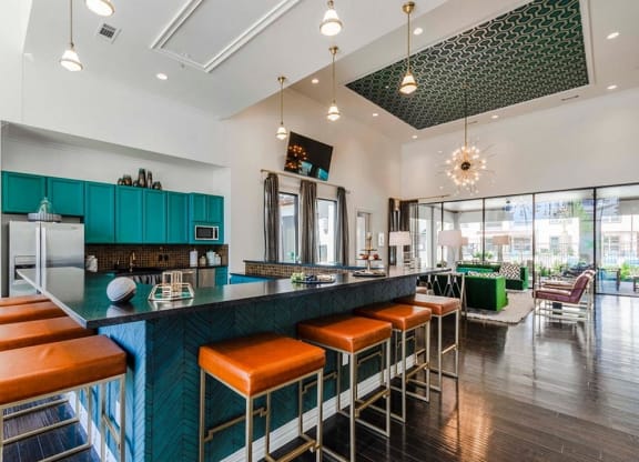 Eat-In Table With High Chairs In Clubhouse at Berkshire Spring Creek, Garland, TX
