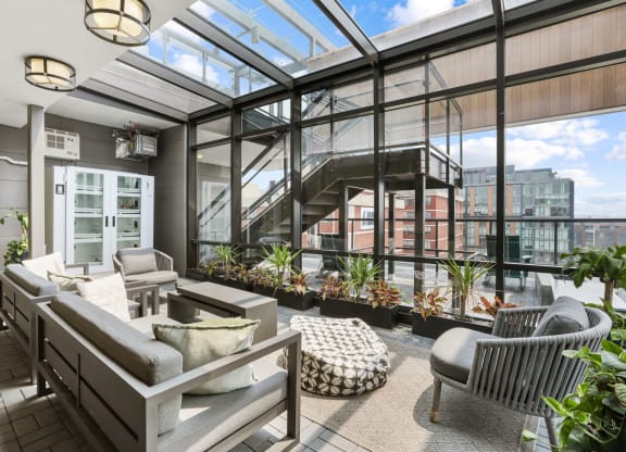 Trellis House apartments social lounge