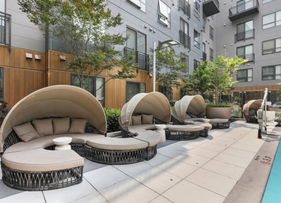 Trellis House apartments poolside cabanas