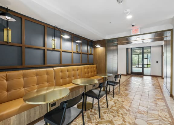 Trellis House apartments lounge with communal social spaces