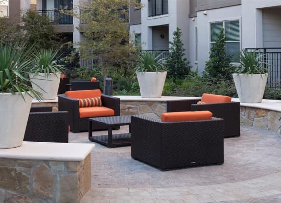 Outdoor courtyard with fire pit at Berkshire Amber, Texas, 75248