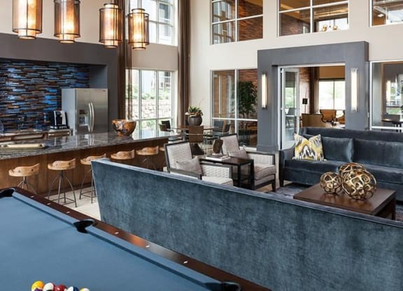 Modern Clubhouse With A Game Room at Berkshire Medical District, Dallas, Texas
