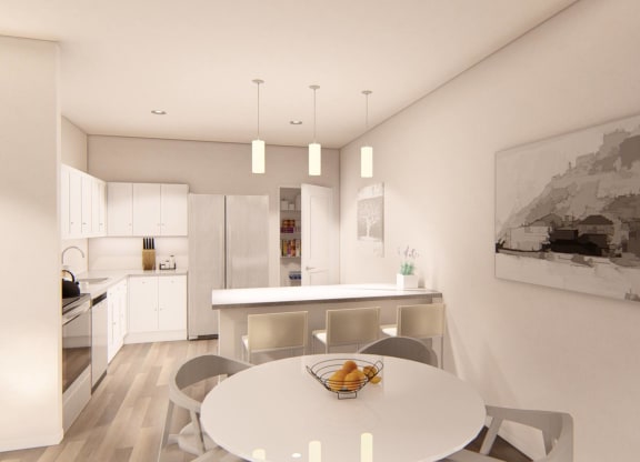 Amazing Kitchen view with Dining table at Brownstones at Palisade Park, Broomfield, 80023