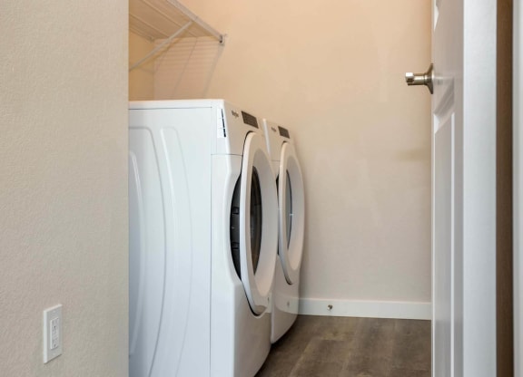 white laundry machines at Brownstones at Palisade Park, Broomfield, 80023